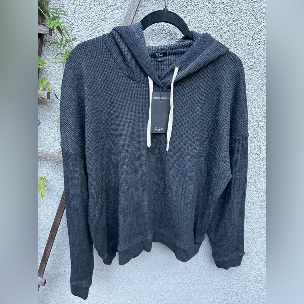 Rails Murray Thermal Knit Hoodie In Charcoal New With Tags!